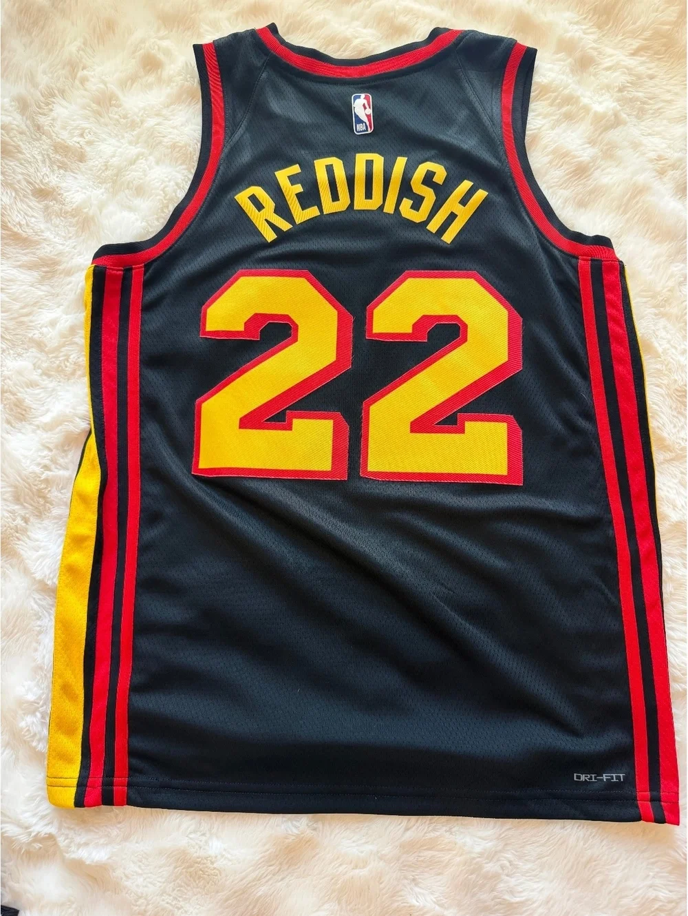 Atlanta Hawks #22 Reddish NBA Swingman Jersey Black Red Yellow Size 48